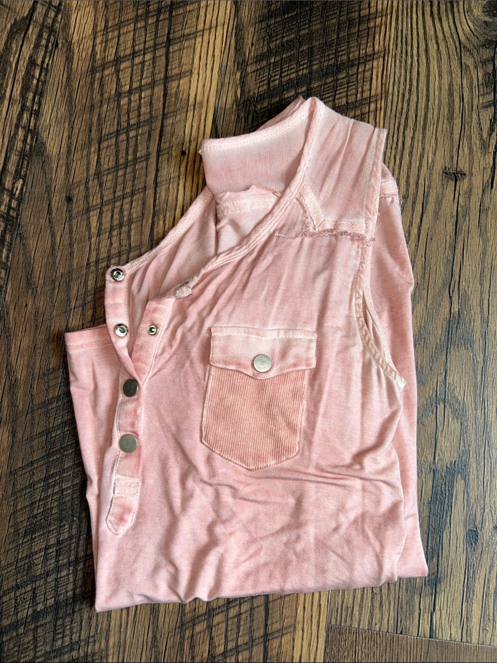 POL Pink Snap-Front Tank Top with Chest Pocket